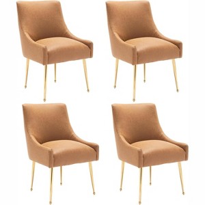 SEYNAR Modern Glam PU Leather Dining Chair or Vanity Chair Set of 4 with Rear Handle - 1 of 4