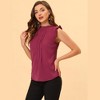 INSPIRE CHIC Women's Ruffled Curved Hem Business Office Vintage Sleeveless Blouse - 2 of 4