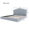 Queen Size Velvet Upholstered Bed Frame Floor Bed with Shell-Shaped Headboard for Bedroom - ModernLuxe - 3 of 4