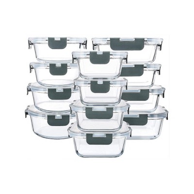 Apex Vanguards 24-Piece Gray Glass Meal Prep Containers