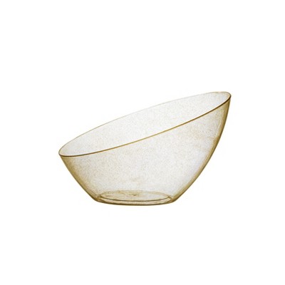 Posh Setting Clear and Gold Glitter Angled Plastic Medium Serving Bowls - 20 oz. - 5 Pack