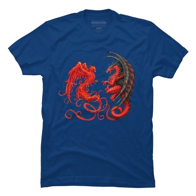 Men's Design By Humans Phoenix vs Dragon By chriskar T-Shirt
