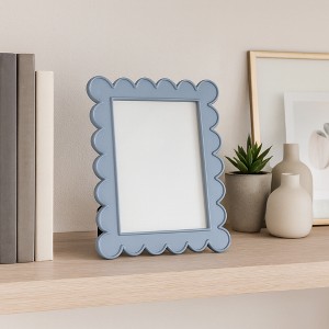 Decorative Scallop Edge Picture Frame for Home Decor - Elegant Photo Frame for Tabletop Accent, Mantel Display, or Living Room Decor - Blue - 1 of 4