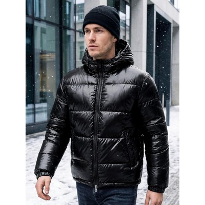 INSPIRE CHIC Men's Winter Adjustable Hooded Zipper Windproof Quilted Puffer Jacket X-Large Black — фото 2