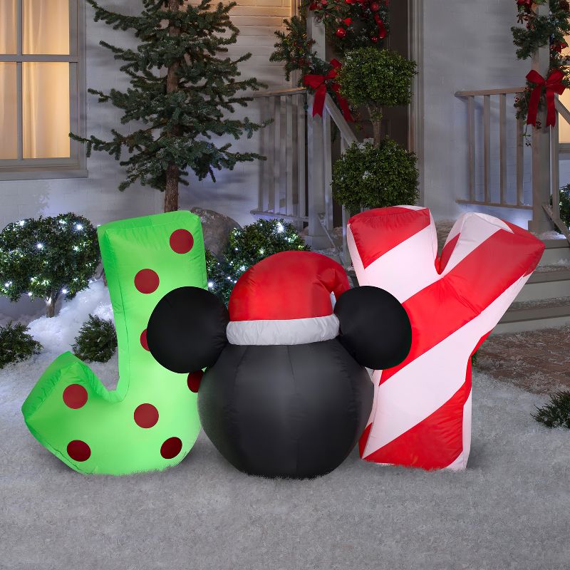 Disney Christmas Airblown Inflatable Mickey Mouse "JOY" Sign, 2.5 ft Tall, Black, 2 of 4