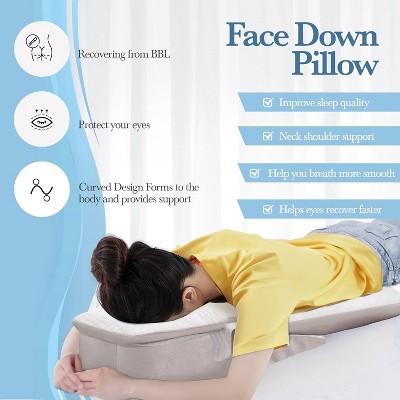 Hachikiko Face Down Recovery Pillow,Prone Sleeping Pillow with Breathing Hole, Adjustable Support, Removable Cover, White (30.7"x18")