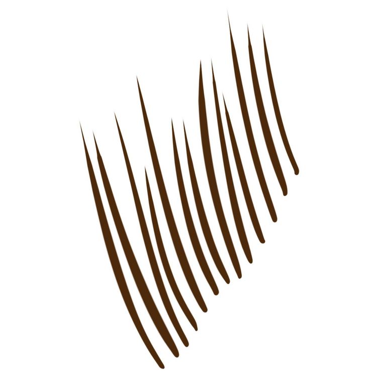 Brown strokes resembling eyebrow hairs, created with a brow tint pen.