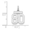 Black Bow Jewelry Sterling Silver, Athletic Collection, Small Polished Number 80 Pendant - 2 of 3