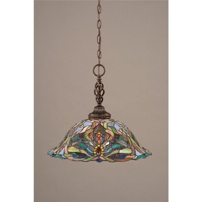 Toltec Lighting Elegante 1 - Light Pendant in  Dark Granite with 19" Kaleidoscope Art Glass Shade