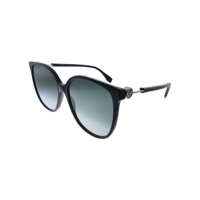 Fendi FF 374 807 Womens Round Polarized Sunglasses Black 58mm