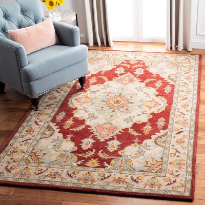 Antiquity Red and Grey Hand-Tufted Wool Area Rug 3' x 5'