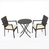 VYNXARIA Outdoor 3-Piece Bistro Set with Water Resistant Cushions and 2 Chairs, Brown - 3 of 4