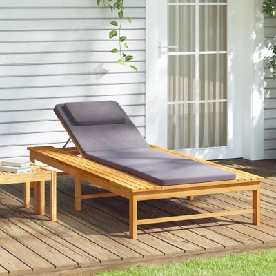 vidaXL Sun Lounger Dark Grey Solid Acacia wood Standard