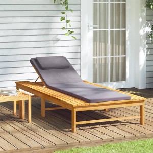 vidaXL Sun Lounger Dark Grey Solid Acacia wood Standard - 1 of 4