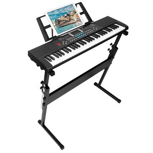 iMountek
61-Key Digital Music Keyboard with Stand & Microphone - Ideal Electric Piano for Kids & Beginners, White, Black - 1 of 4