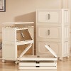 SEVOBAL Utility Storage Cabinets 3-Tier Versatile Folding Collapsible Organizer with Wheels, Magnetic Doors for Home, Dorm, Beige, 11.81"*19.69"*31.1" - 3 of 4
