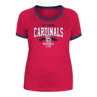 MLB St. Louis Cardinals Women's Heather Bi-Blend Ringer T-Shirt - XS