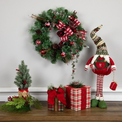 24" Green Pine and Grapevine Christmas Wreath