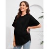 Womens Maternity Shirts Summer Ribbed knit Short Sleeve Casual Pregnancy Clothes Crewneck Loose Maternity Tops - 2 of 4