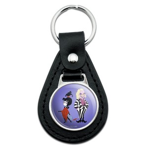 Beetlejuice Animated Series Beetlejuice And Lydia Black Leather Keychain - 1 of 4