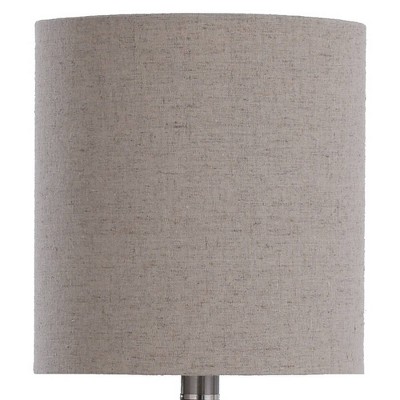 Amber Faceted Glass Table Lamp with Beige Drum Shade