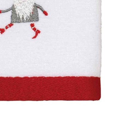Gnome Walk White and Red Cotton Fingertip Towel Set