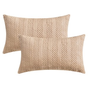 REGALWOVEN Couch Sofa Living Room Decor Solid Striped Soft Plush Throw Pillow Covers 2 Pcs - 1 of 4