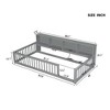 CAVINAS Twin XL Size Wood Montessori Bed with 3 Built-in Storage Cabinets and Guardrail,Modern Floor Bed with USB Ports,Toddler Bed for Bedroom,Gray - 3 of 4