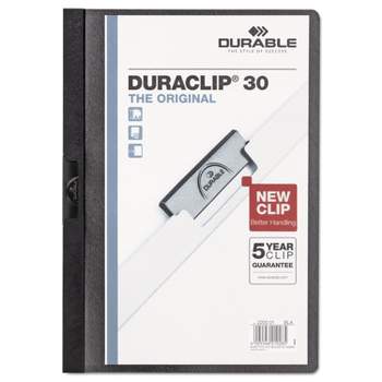 Durable Vinyl DuraClip Report Cover w/Clip Letter Holds 30 Pages Clear/Black 220301