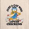 Women's - Garfield - Just A Cat Who Loves Chickens Lightweight French Terry Wide Neck Long Sleeve Shirt - 2 of 4