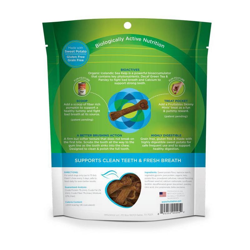 Fruitables Bioactive Dental Chews for Medium Sized Dogs One Month Supply Dog Treats - 10ct, 2 of 4