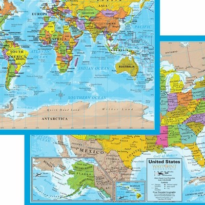 Waypoint Geographic 12-Pack Laminated World and USA Notebook Maps