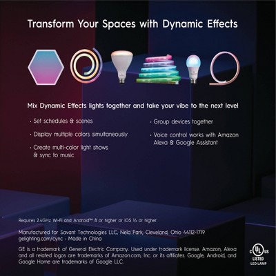 Dynamic Effects Multicolor Dimmable LED Smart Bulbs, 2-Pack