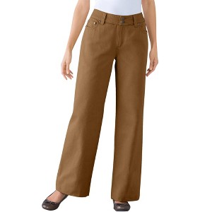 Woman Within Plus Size Perfect Cotton Wide-Leg Denim Jean - 1 of 4