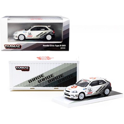 Honda Civic Type R EK9 RHD (Right Hand Drive) #16 N. Isoda "Bride" with Container 1/64 Diecast Model Car by Tarmac Works