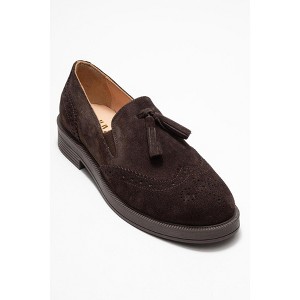 Alex - Brown Suede Leather Tassel Loafers (Women) | Forever & Always Shoes - 1 of 4
