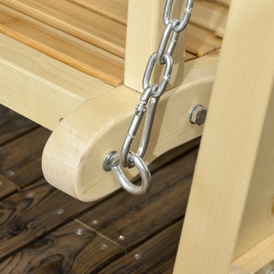 Rustic Fir Wood 2-Seater Porch Swing with Adjustable Canopy