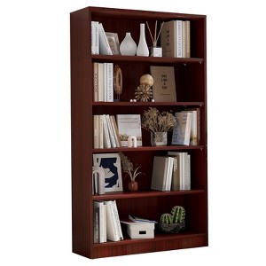 Okak 60 Inches Tall Modern Bookshelf, Bookcase with 5 Open Shelves, Freestanding Storage Organizer for Living Room, Office, Mahogany - 1 of 4