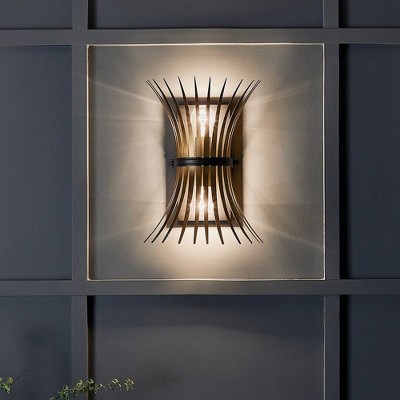 Baile Black and Brass 2-Light Steel Wall Sconce
