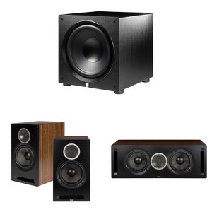 Elac DBR62-BK - Debut Reference 6.5" Bookshelf Speakers - Black, Pair, Elac DCR52-BK - Debut Reference 5.25" Center Speaker - Black and Elac PS500-... - 1 of 4
