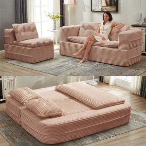 VASIP 78" 2-in-1 Corduroy Sleeper Sofa - Foldable Sofa with Functional Blanket and 2 Pillows, Deep Seat Couch for Living Room,Bedroom,Apartment. - 1 of 4