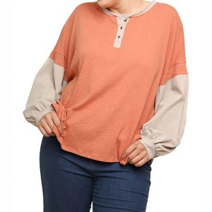 Women's Henley Color Block Top - umgee - 1 of 3