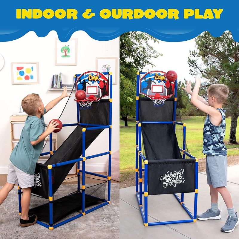 Syncfun Arcade Basketball Game Set with 4 Balls and Hoop for Kids Indoor Outdoor Sport Play - Easy Set Up - Air Pump Included, 2 of 9