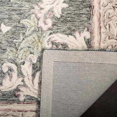 Ivory and Charcoal Tufted Wool Medallion Area Rug