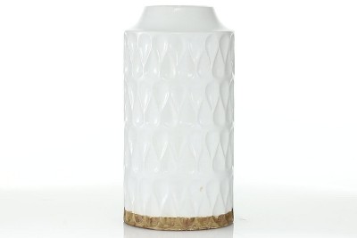 White and Brown Geometric Porcelain Table Vase