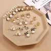 12 Pairs of Women's Bow Earrings Pearl Rhinestone Drop Dangle Earrings Dainty Trendy Earrings Wedding Party Jewelry Gifts - 2 of 4