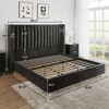 Bed Frame Upholstered Bed Wingback Headborad Velvet Channel Tufted - 2 of 4