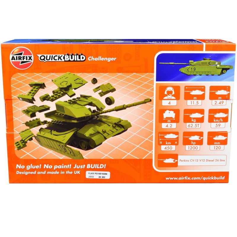 Skill 1 Model Kit Challenger Tank Green Snap Together Model by Airfix Quickbuild, 4 of 5