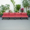 LeisureMod Chelsea 4-Piece Outdoor Patio Sectional Set – Black Powder-Coated Aluminum, Cushions, Weather-Resistant - 3 of 4