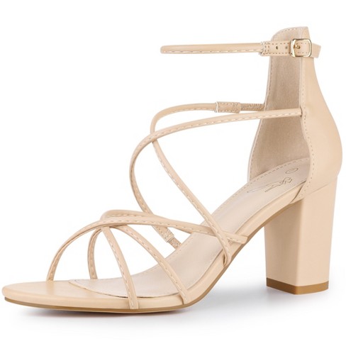 Strappy thick clearance heels